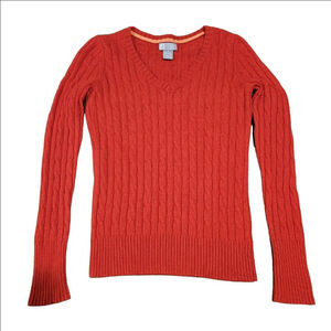 JCPenney Women's Sweater Merino Wool Blend Cable Knit Sweater, Red, M